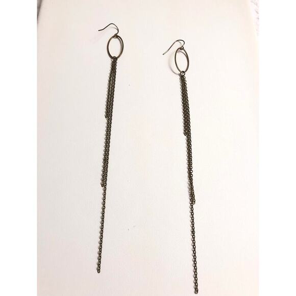 Artisan Handmade Antique Brass extra long shoulder duster earrings - Picture 4 of 10